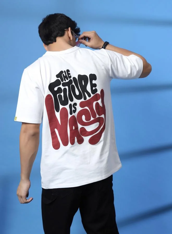 Take Two Rigo Men White Terry Oversized Printed T-shirt By Rigo